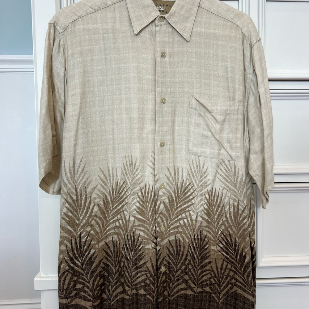 Tropical Beige and Brown Palm Print Shirt